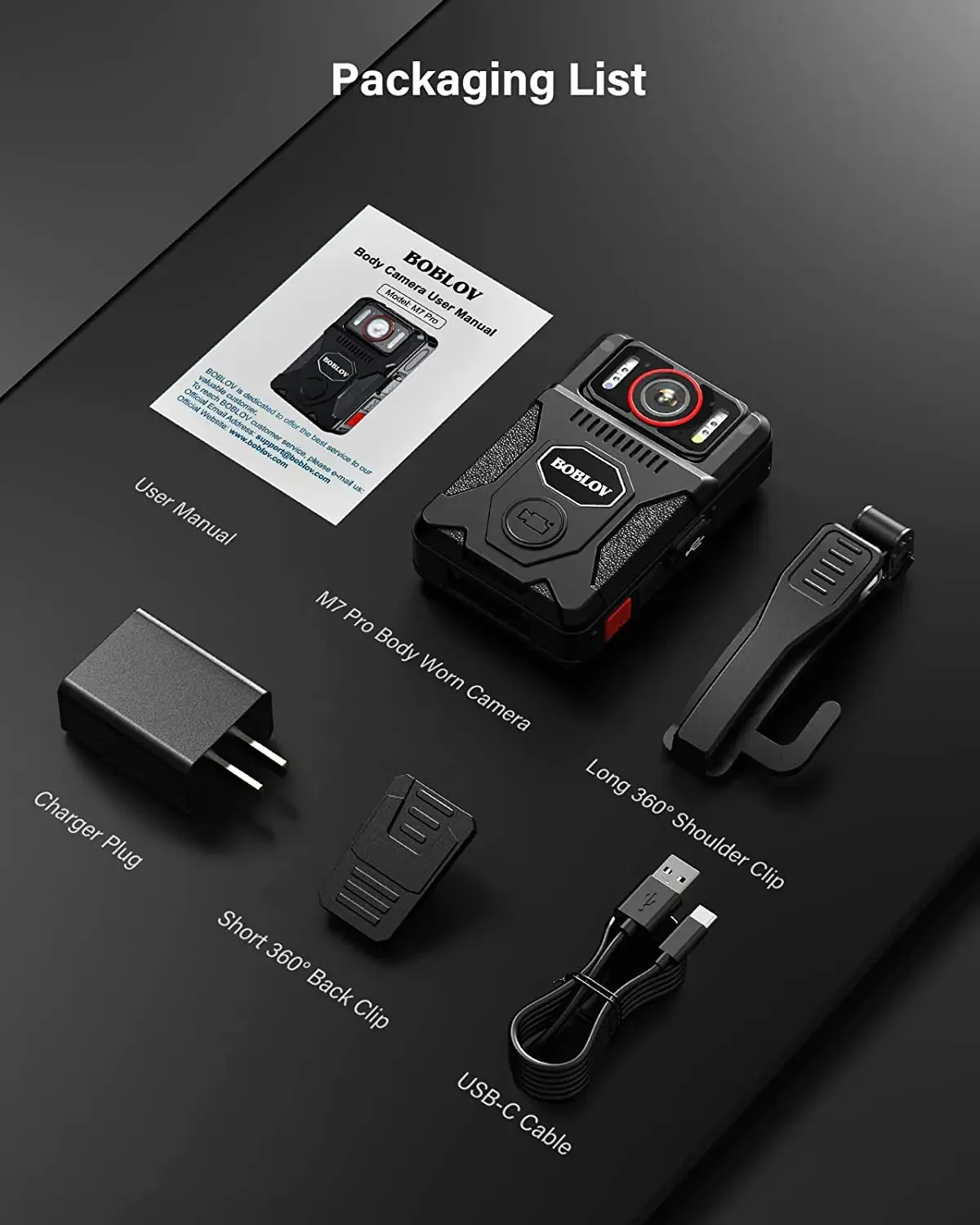 BOBLOV M7 Pro 4K Body Cameras  Mini Camera With LCD Screen 256GB Video Recorder GPS Bodycam 180° Rotate Camera  Police Cam