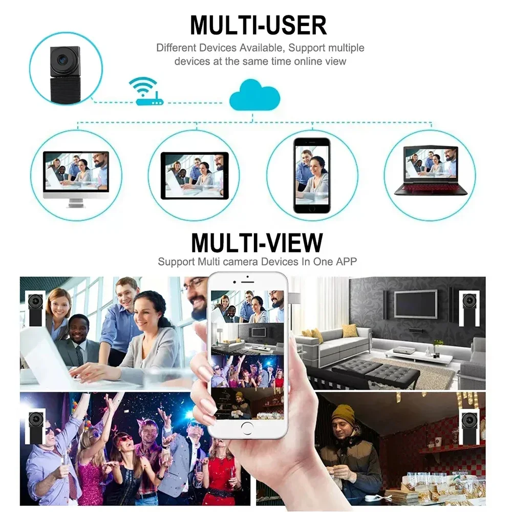 HD1080P Wifi Mini Camera DIY Portable Small Cam  Micro Camcorder P2P Wireless Webcam Loop Recording Support Remote Viewing