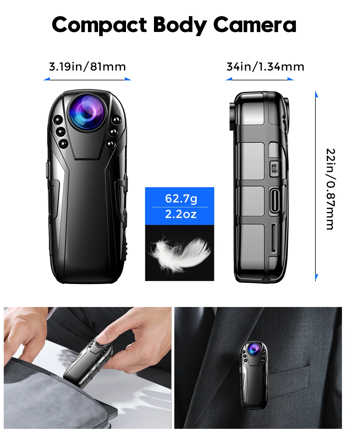 Boblov L02 1080P Infrared night vision Full HD Lens Mini Camera Dash Cam Small Camcorder 125 degrees wide angle Bodycam Police
