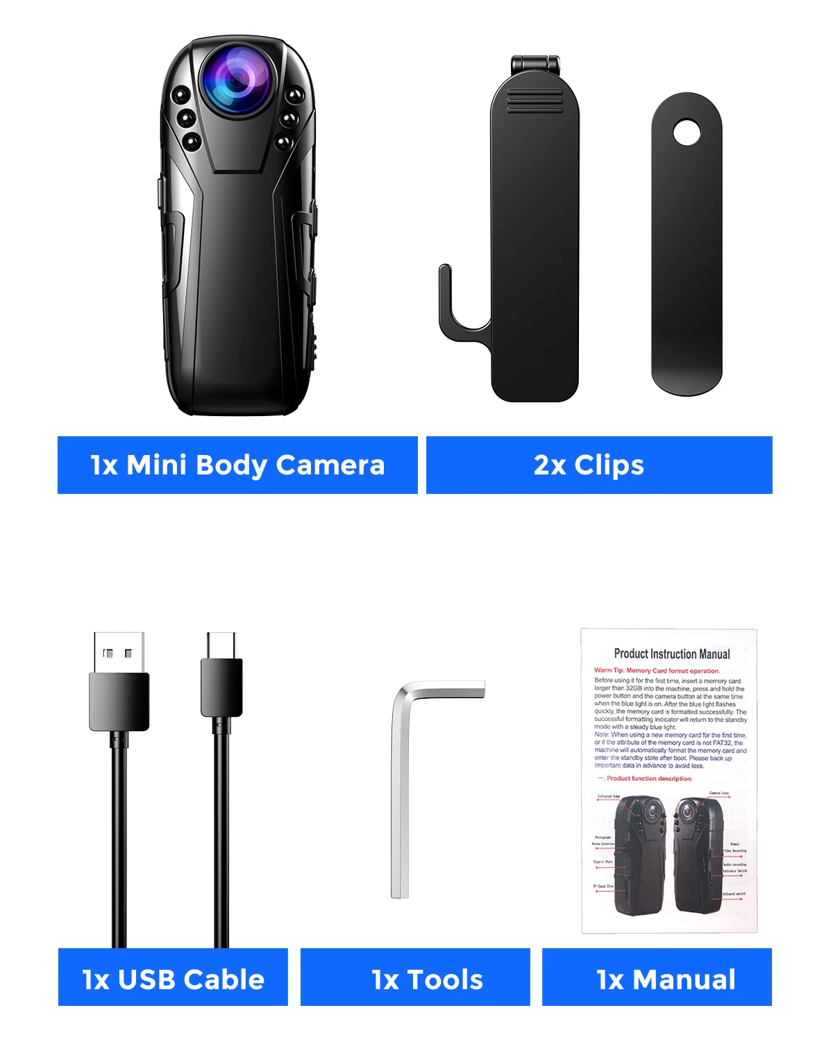 Boblov L02 1080P Infrared night vision Full HD Lens Mini Camera Dash Cam Small Camcorder 125 degrees wide angle Bodycam Police