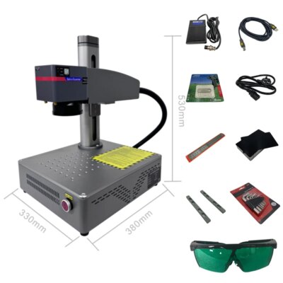 20W Small MINI Compact Protable Best Affordable Desktop Fiber Optic Laser marking engrvaing machine marker metal Jewelry