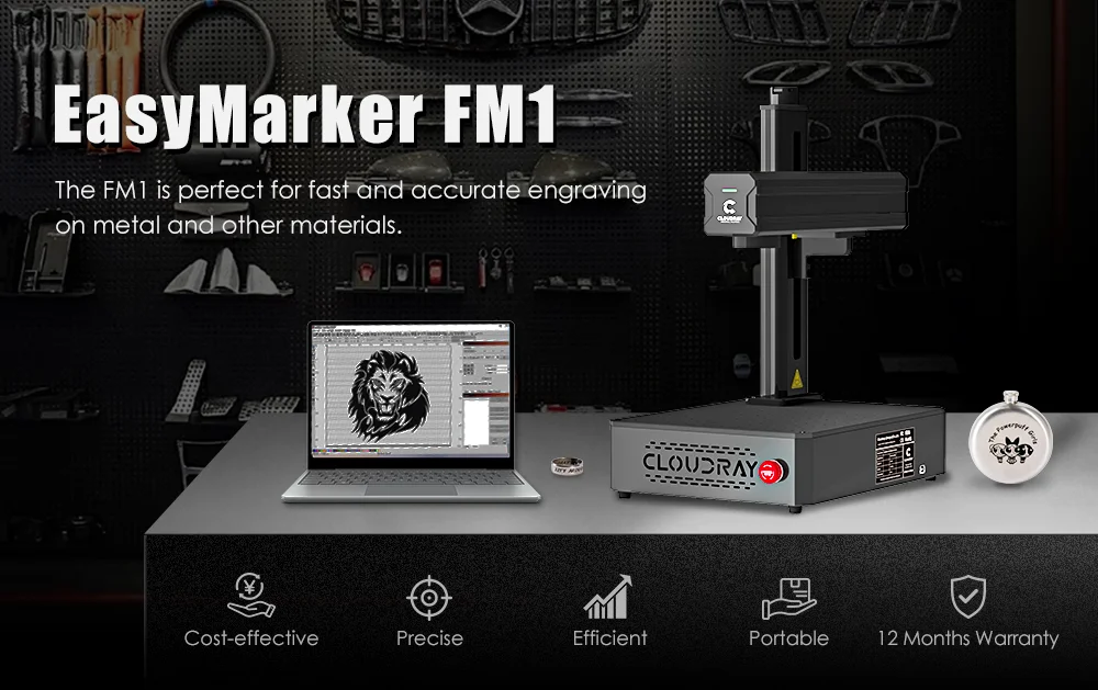 Cloudray 30W Fiber Marking Machine Protable for DIY Jewelry Gold Silver Ring Bracelet Metal Cutting Laser Engraving Machine