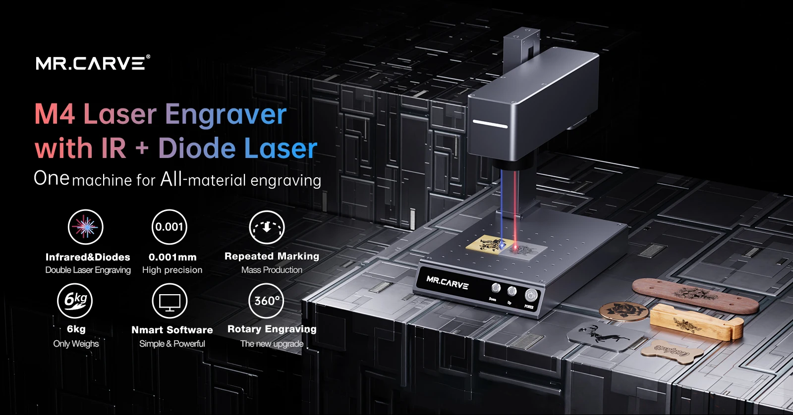 DAJA M4 PRO Fiber Marking Machine Portable Dual Laser Engraver for All Material Jewelry Wood Metal Plastic Leather Glass Ring DAJA M4 PRO Fiber Marking Machine Portable Dual Laser Engraver for All Material Jewelry Wood Metal Plastic Leather Glass Ring