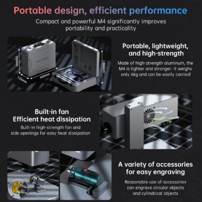 DAJA M4 PRO Fiber Marking Machine Portable Dual Laser Engraver for All Material Jewelry Wood Metal Plastic Leather Glass Ring - Image 4