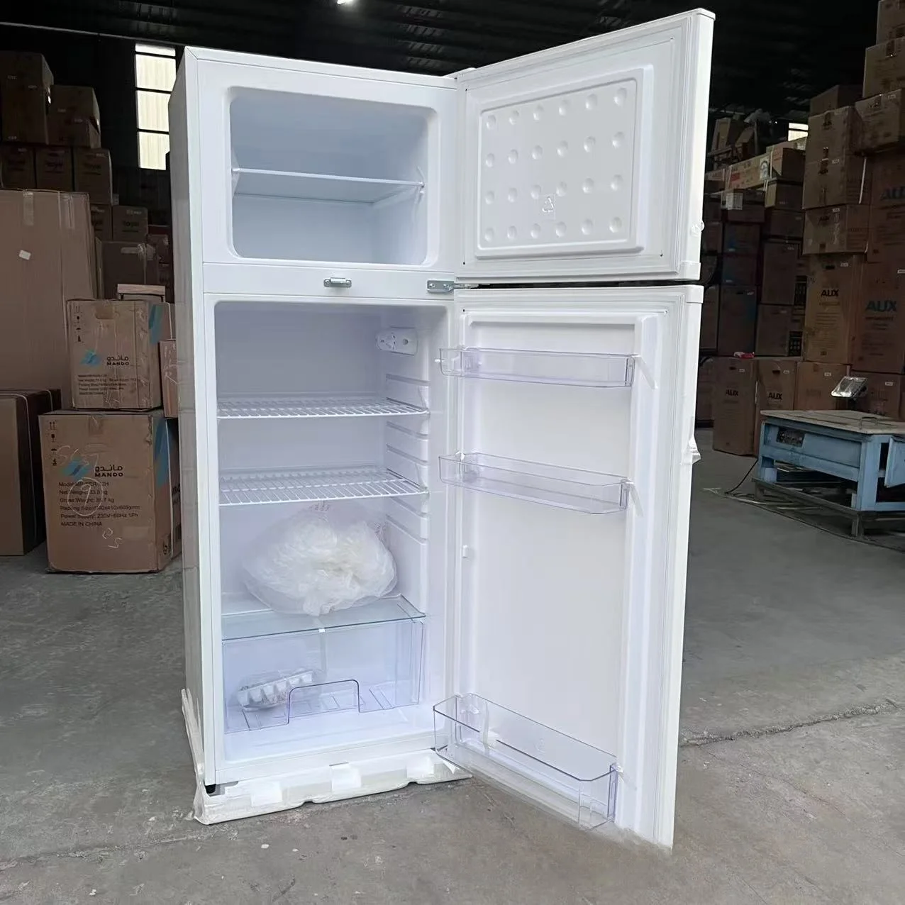 ​​205L Double Door Top Freezer Refrigerator - Household Energy Saving Fridge for Home, Large Capacity with Adjustable Shelves