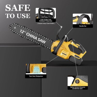 12" Cordless Chainsaw Handheld Garden Electric Chain Saw for Tree Branch Wood Cutting for DeWalt 20v Battery - Image 2