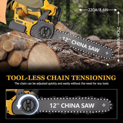 12" Cordless Chainsaw Handheld Garden Electric Chain Saw for Tree Branch Wood Cutting for DeWalt 20v Battery - Image 3