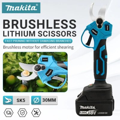Makita Brushless Electric Scissors Cordless Pruning Shears 18V Multifunctional Fruit Tree Branche Cutter Garden Tool