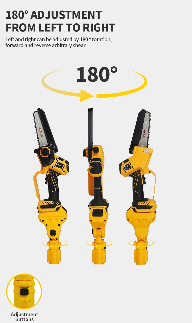 Brushless 1380W Electric Chainsaw Telescoping Pole Pruner High Branch Saw Garden Tree Pruning Tool For Dewalt 20V Battery Pin