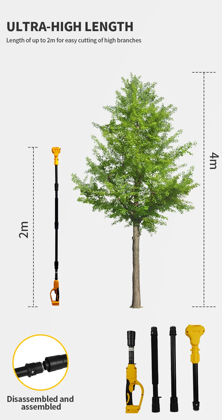 Brushless 1380W Electric Chainsaw Telescoping Pole Pruner High Branch Saw Garden Tree Pruning Tool For Dewalt 20V Battery Pin