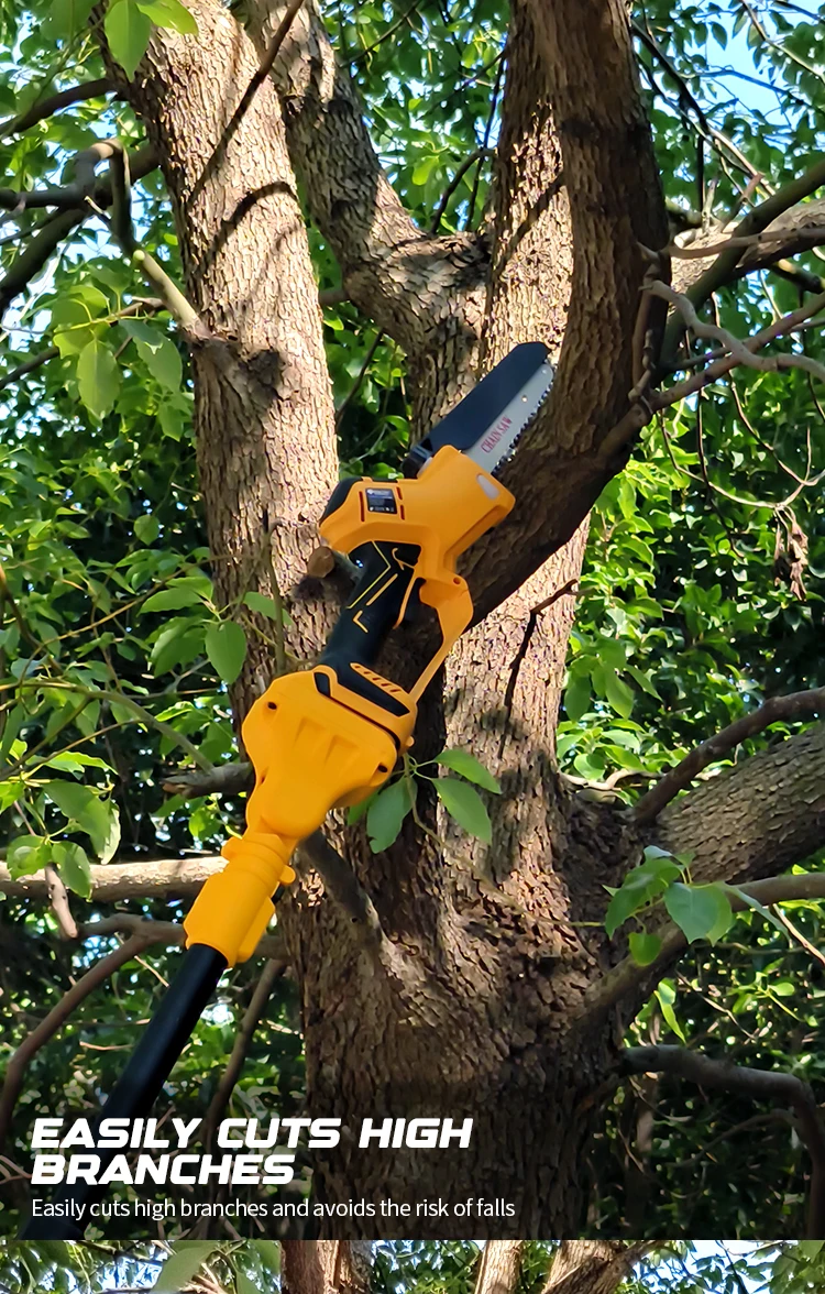 Brushless 1380W Electric Chainsaw Telescoping Pole Pruner High Branch Saw Garden Tree Pruning Tool For Dewalt 20V Battery Pin