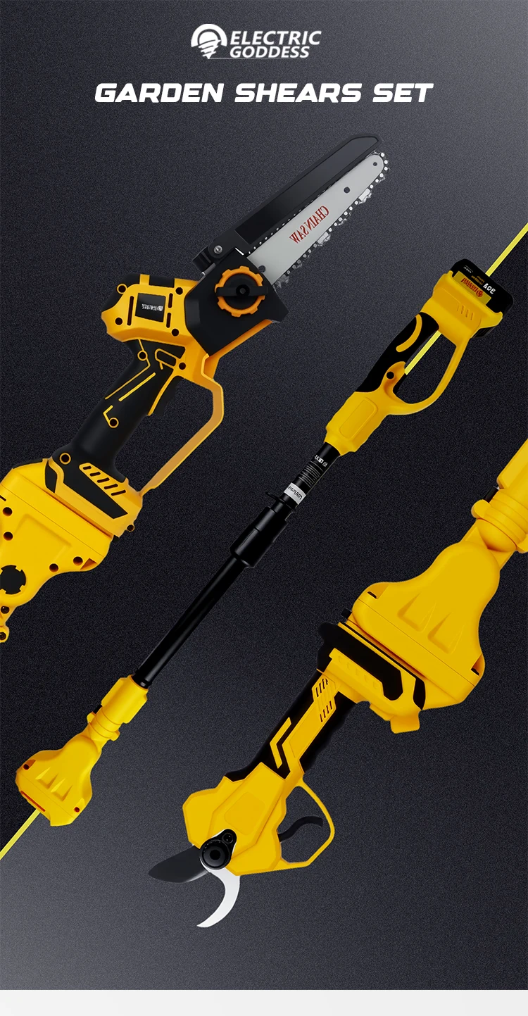 Brushless 1380W Electric Chainsaw Telescoping Pole Pruner High Branch Saw Garden Tree Pruning Tool For Dewalt 20V Battery Pin