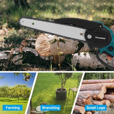 Kamolee Brushless Electric Chain Saw 8 Inch Mini Chainsaw Wood Cutter Pruning Garden Power Tool - Image 5