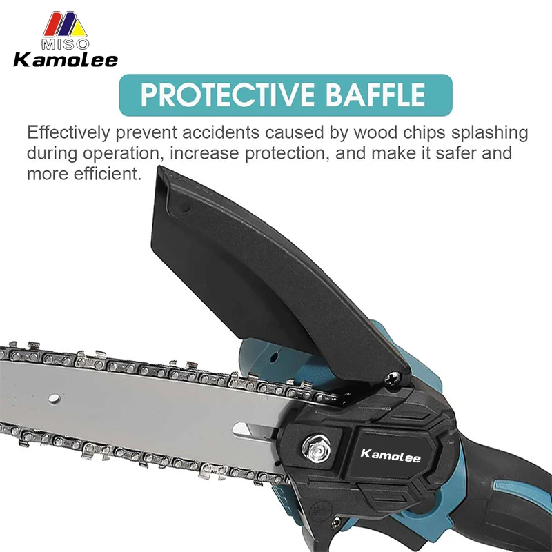 Kamolee Brushless Electric Chain Saw 8 Inch Mini Chainsaw Wood Cutter Pruning Garden Power Tool