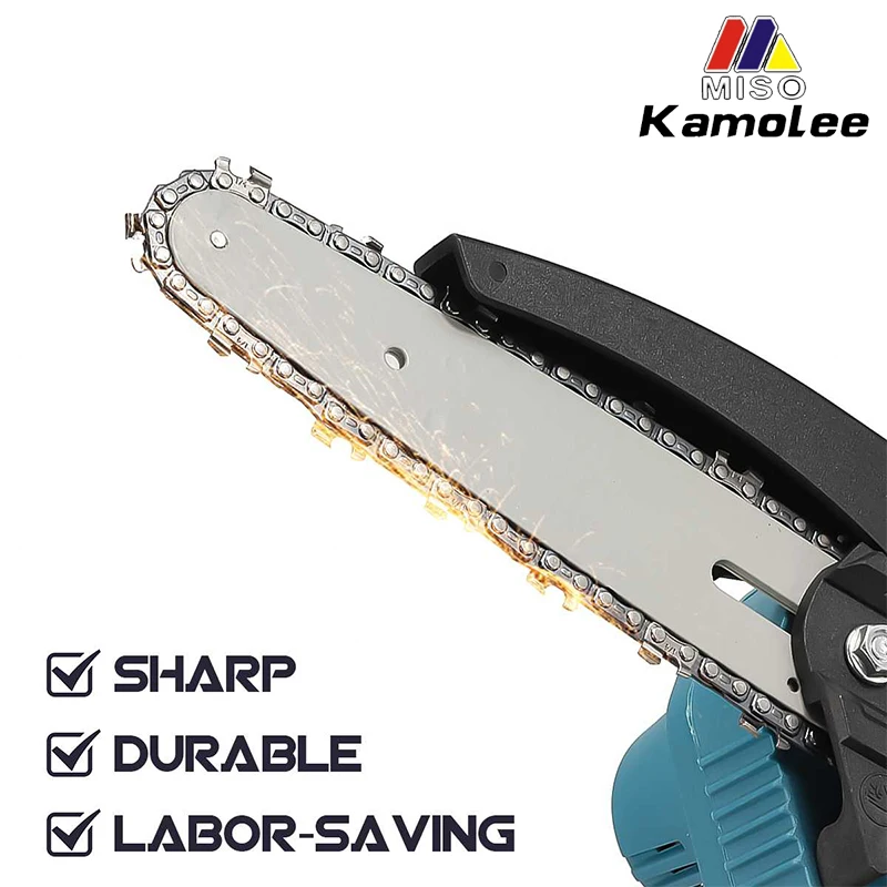 Kamolee Brushless Electric Chain Saw 8 Inch Mini Chainsaw Wood Cutter Pruning Garden Power Tool