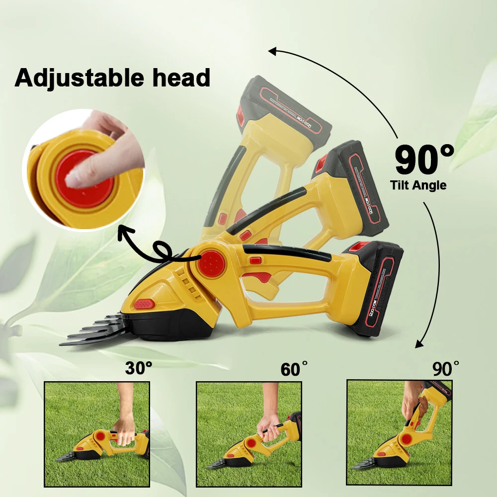 Electric Hedge Trimmer 2 In 1 Cordless Rechargeable Handheld 90 Degree Adjustable Trimmer Shrub  Weeding  Mower Home Garden Tool