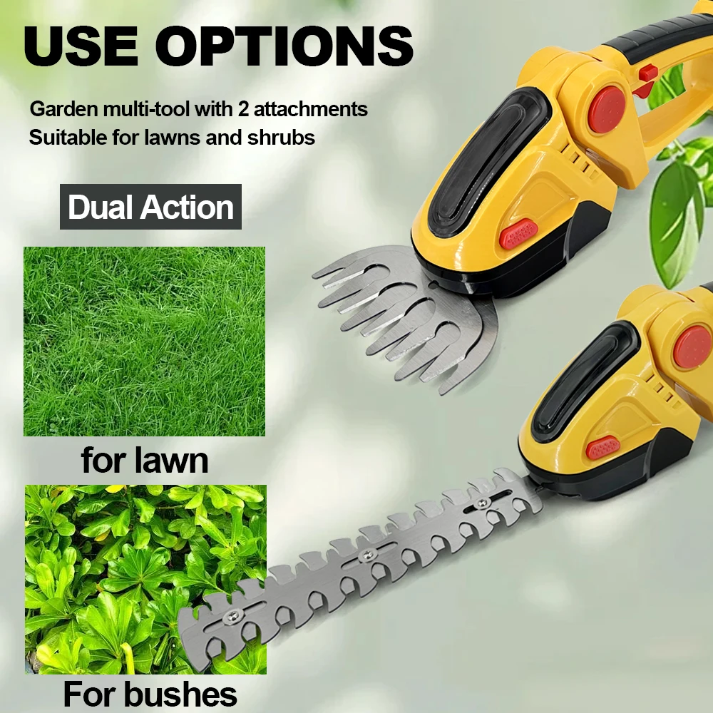 Electric Hedge Trimmer 2 In 1 Cordless Rechargeable Handheld 90 Degree Adjustable Trimmer Shrub  Weeding  Mower Home Garden Tool