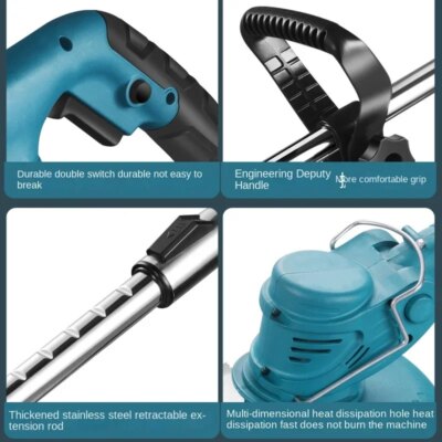 Cordless Lawn Mower Handheld Electric Grass Trimmer Adjustable Garden Tools For Makita 18V Battery - Image 2