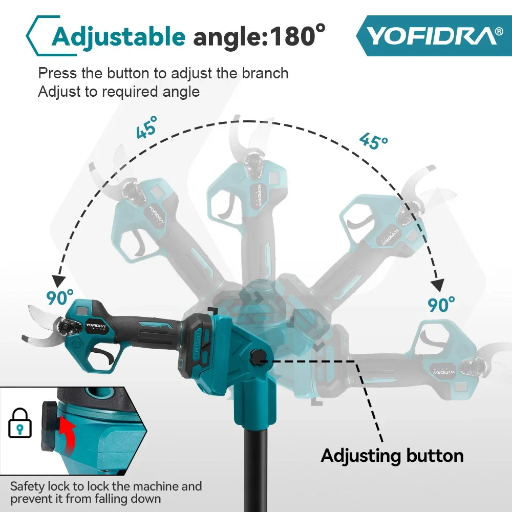 YOFIDRA Brushless Telescoping Pole Electric Chainsaw 3in1 High Scalable Pruner Shear Scissors Tool For Makita 18V Battery Pin