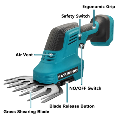 2 IN 1 Cordless Electric Hedge Trimmer Rechargeable Handheld Grass Cutter Hedge Trimmer For Makita 18V Battery(No Battery) - Image 3
