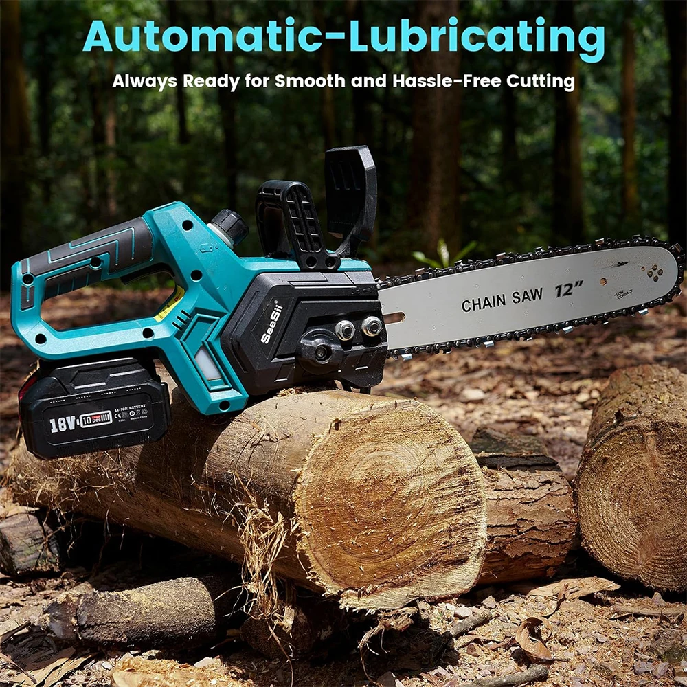 Seesii 12'' Brushless Electric Chainsaw Cordless Chain Saw Garden Tools Tree Wood Cutting Pruning For Makita 18v Battery