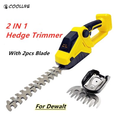 For Dewalt 20V 18V Battery Cordless Hedge Trimmer Grass Shears 2-in-1 Handheld Electric Shrub Trimmer Kit Garden Tools