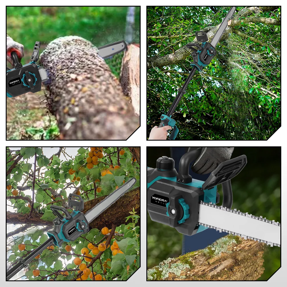 YOFIDRA 12Inch 7000W Brushless Chainsaw Cordless Pruning Chain Saws Garden Wood Cutting Power Tools For Makita Battery Pin