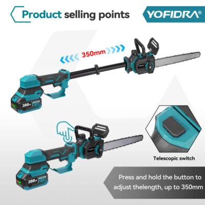 YOFIDRA 12Inch 7000W Brushless Chainsaw Cordless Pruning Chain Saws Garden Wood Cutting Power Tools For Makita Battery Pin - Image 4
