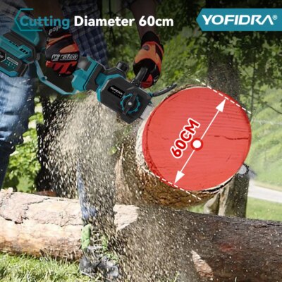 YOFIDRA 12Inch 7000W Brushless Chainsaw Cordless Pruning Chain Saws Garden Wood Cutting Power Tools For Makita Battery Pin - Image 5