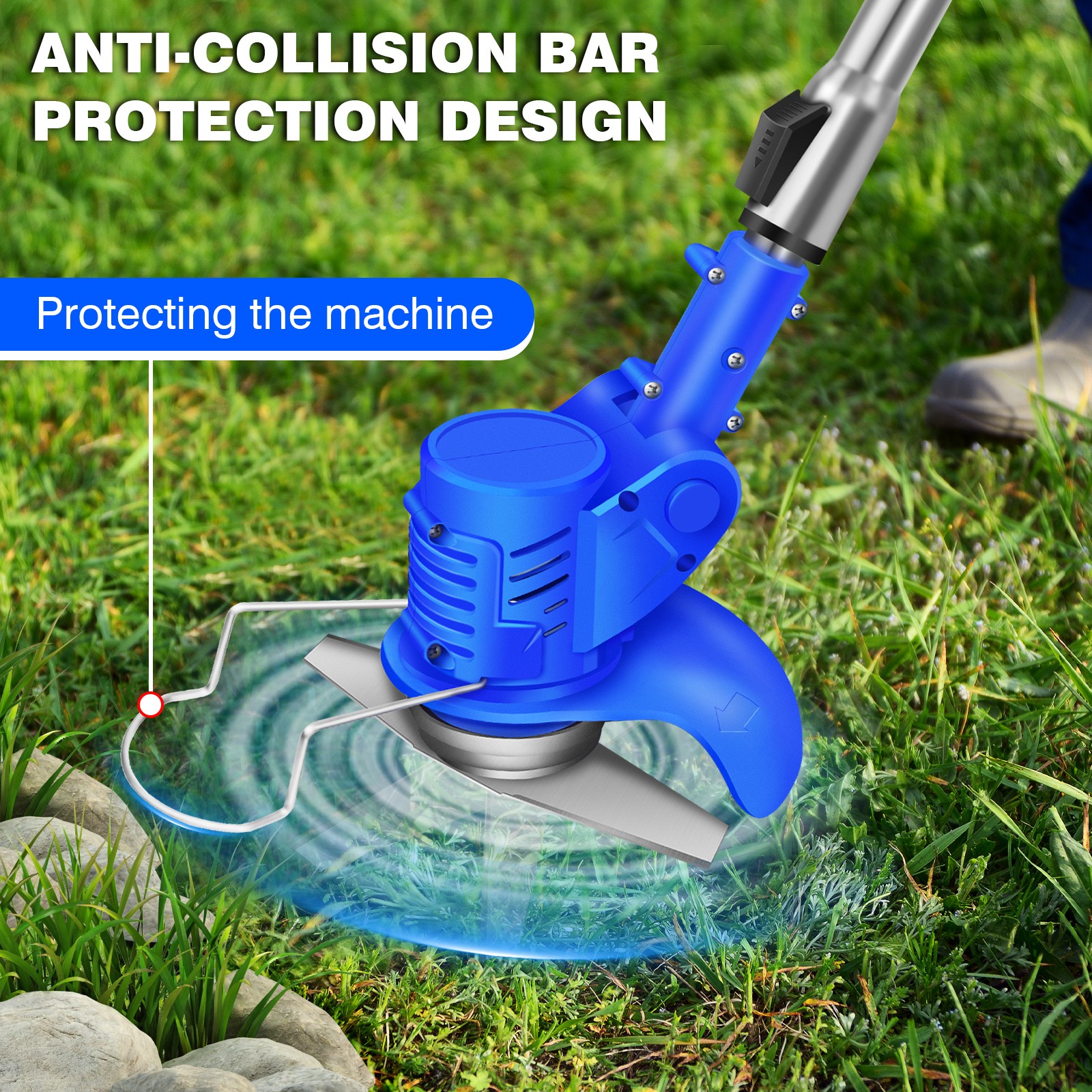 21V Grass Trimmer Electric Cordless Strimmer with 2x Battery, Lawn Mower, Pruning Cutter Garden Tools Weed Hedge Trimmer Edge