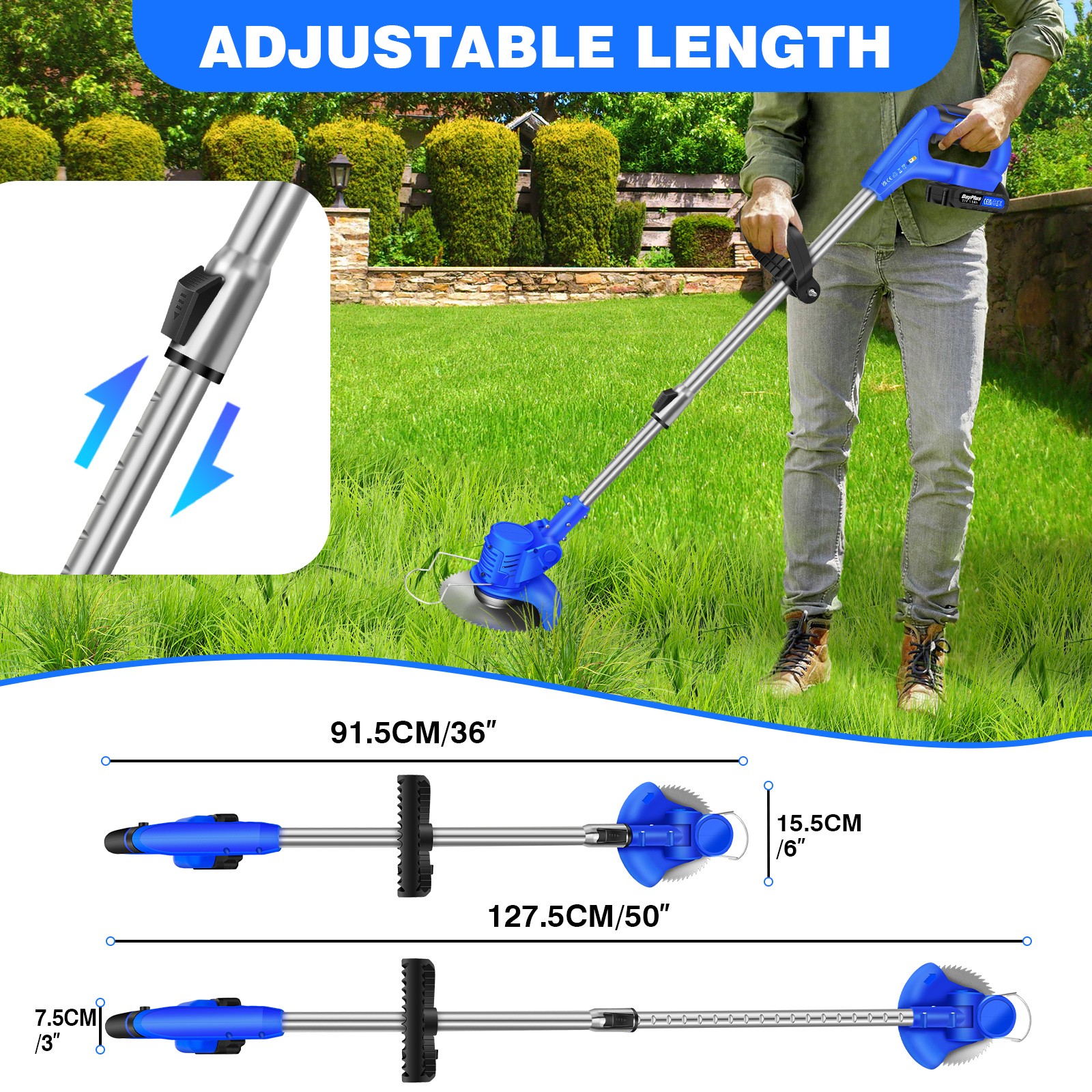 21V Grass Trimmer Electric Cordless Strimmer with 2x Battery, Lawn Mower, Pruning Cutter Garden Tools Weed Hedge Trimmer Edge