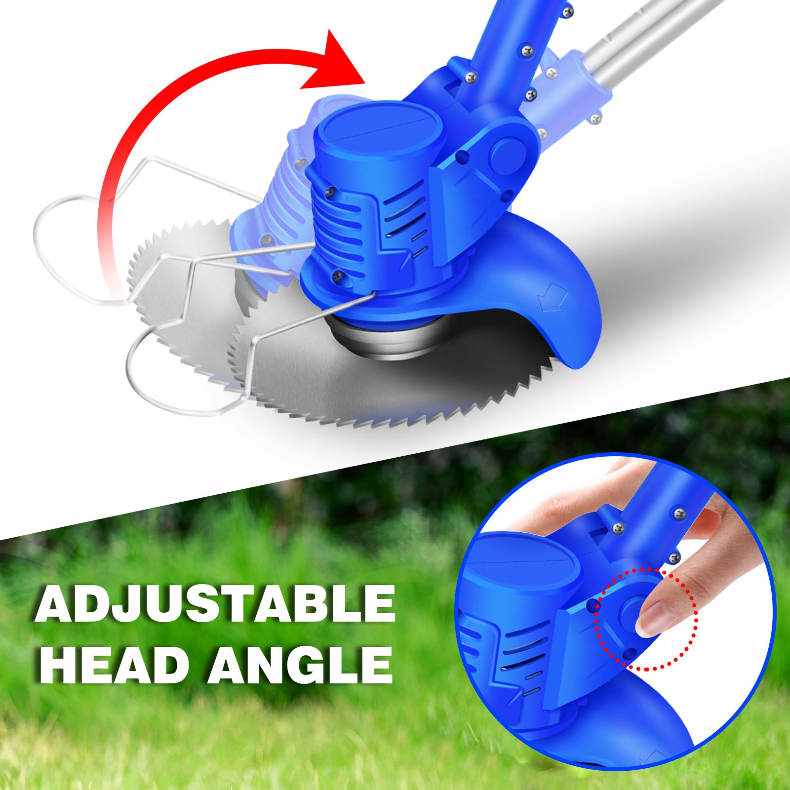 21V Grass Trimmer Electric Cordless Strimmer with 2x Battery, Lawn Mower, Pruning Cutter Garden Tools Weed Hedge Trimmer Edge