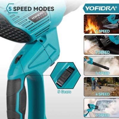 YOFIDRA 3000W 2In1 Brushless Electric Turbo Fan Blowers High Power Air Blower Leaf Snow Dust Cleaning Tool ForMakita Battery Pin - Image 2
