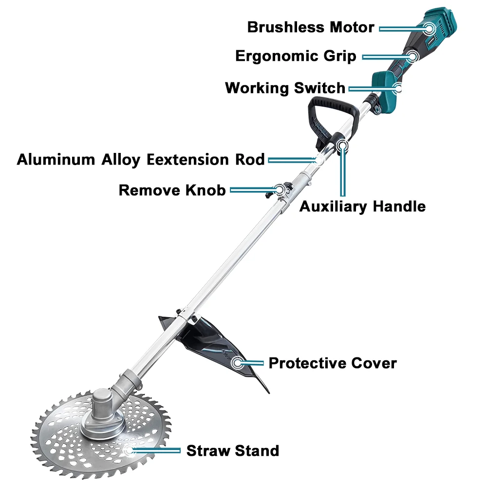 9 Inch Brushless Cordless Lawn Mower Electric Grass Trimmer Cutter Adjustable Length Pruning Garden Tools For Makita 18V Battery 9 Inch Brushless Cordless Lawn Mower Electric Grass Trimmer Cutter Adjustable Length Pruning Garden Tools For Makita 18V Battery