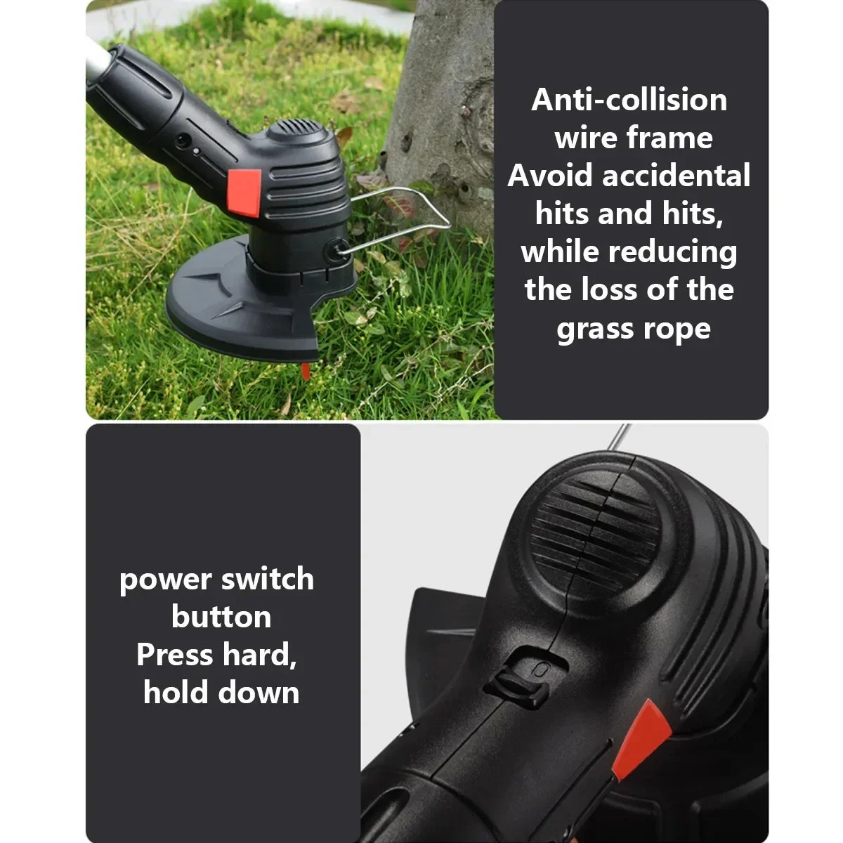 Low Noise Cordless Grass Trimmer Rechargeable Electric Handheld Garden Lawn Mower Tool Portable Trimming for Garden Flower