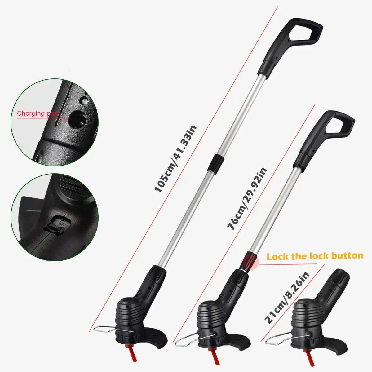 Low Noise Cordless Grass Trimmer Rechargeable Electric Handheld Garden Lawn Mower Tool Portable Trimming for Garden Flower