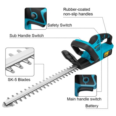 Gisam 20000RPM Brushless Electric Hedge Trimmer Lawn Mower Garden Landscaping Hedge Pruner Trimmer For Makita 18V Battery Pin - Image 5