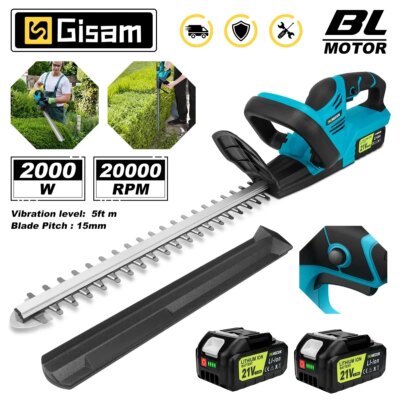 Gisam 20000RPM Brushless Electric Hedge Trimmer Lawn Mower Garden Landscaping Hedge Pruner Trimmer For Makita 18V Battery Pin