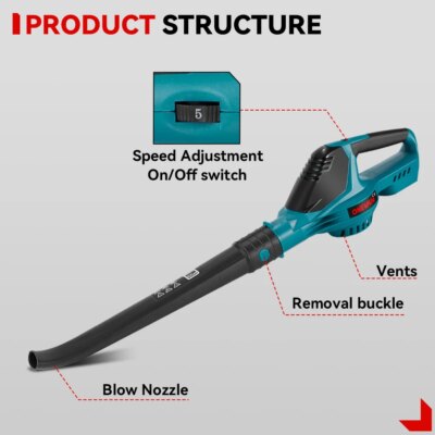 ​ONEVAN Brushless Electric Leaf Blower 5500W Portable Rechargeable air Blower Dust Snow Blowing Power Tool For Makita BatteryPin - Image 2