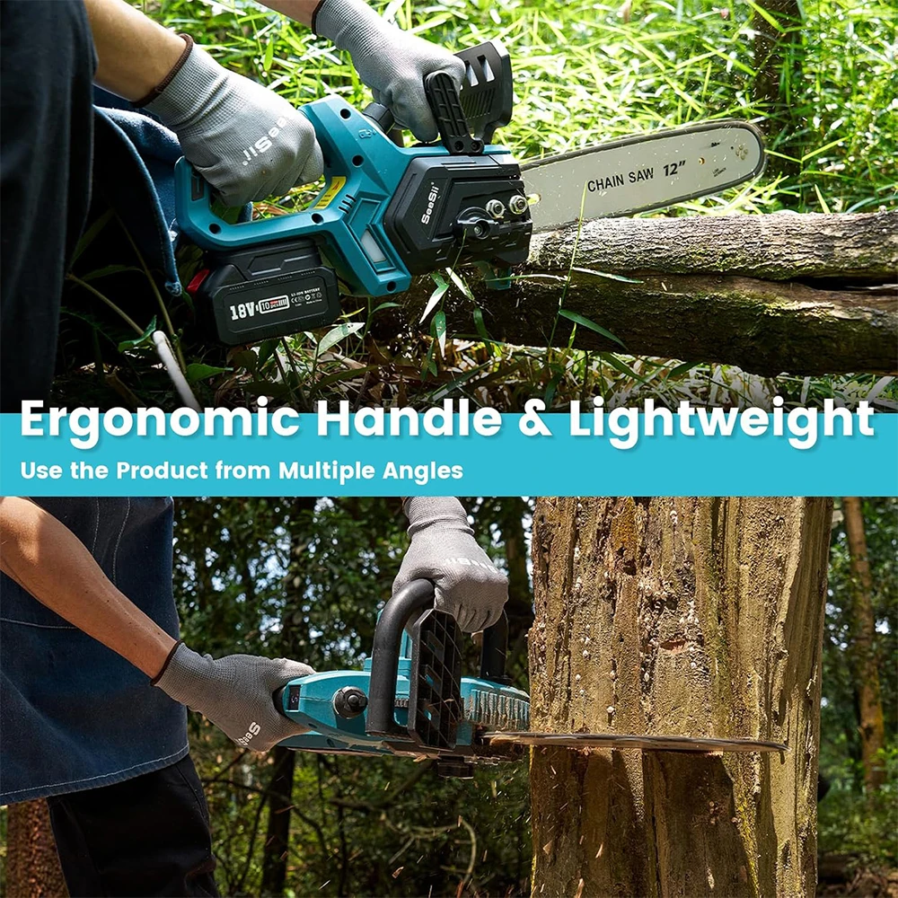 SEESII 12-Inch Brushless Electric Chainsaw For Makita Battery Cordless Chain Saw Firewood Tree Cutting Garden Pruning Power Tool