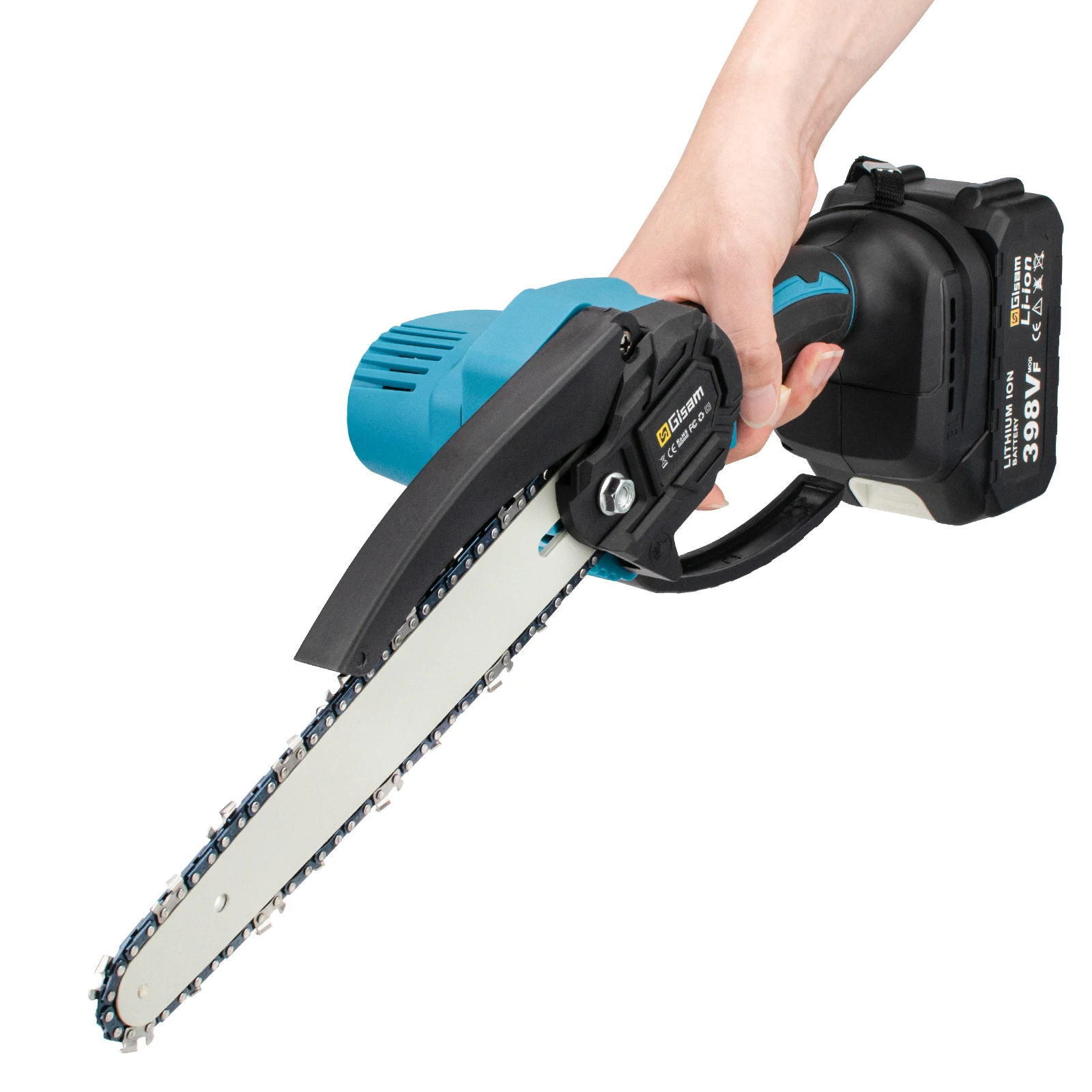 Gisam 8Inch Brushless Electric Saw Cordless Chainsaw Handheld Garden Wood Logging Chainsaw Power Tool for Makita 18V Battery Pin