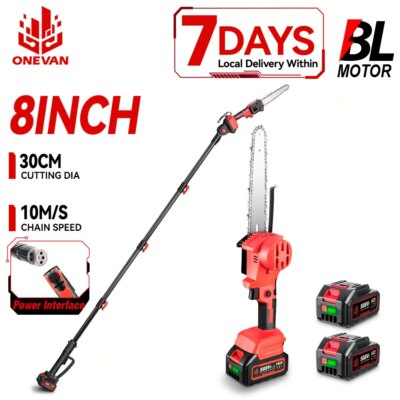 ONEVAN 4500W 2.25m Brushless High Branch Saw Telescoping Pole Electric Saw Cordless Garden Pruning Tool For ONEVAN 18V Battery