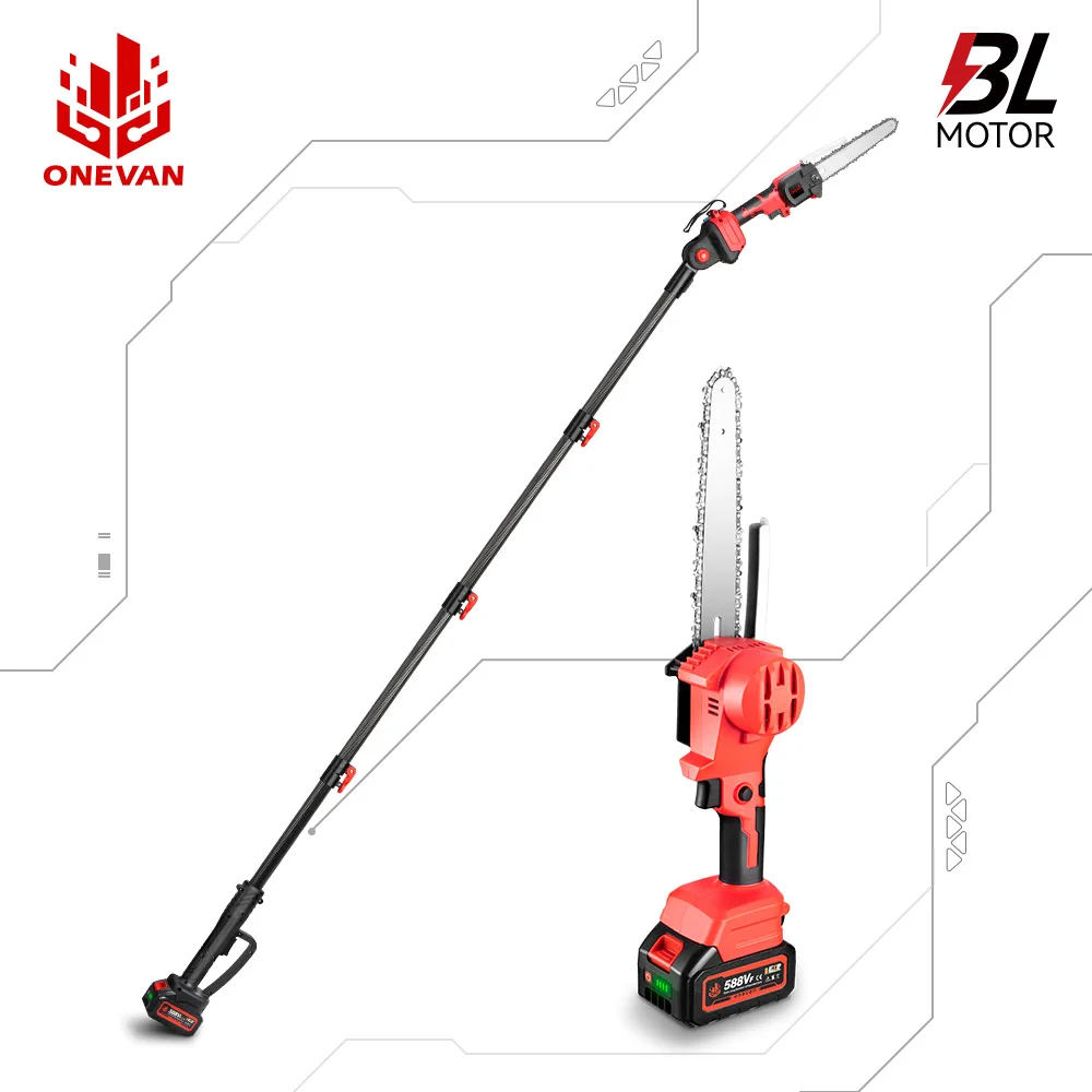 ONEVAN 4500W 2.25m Brushless High Branch Saw Telescoping Pole Electric Saw Cordless Garden Pruning Tool For ONEVAN 18V Battery