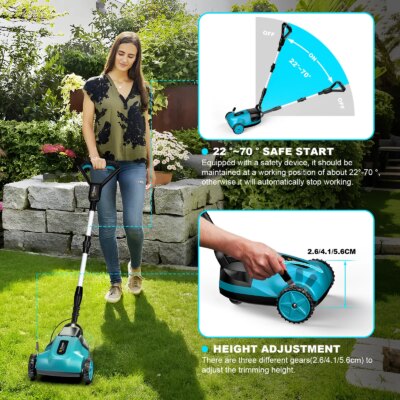 Gisam 46000RPM Brushless Electric Lawn Mower Cordless Grass Trimmer 3 Height Adjustments Garden Tool For Makita 18V Battery Pin - Image 4