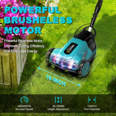 Gisam 46000RPM Brushless Electric Lawn Mower Cordless Grass Trimmer 3 Height Adjustments Garden Tool For Makita 18V Battery Pin - Image 5