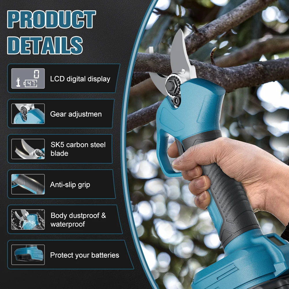 Cordless Pruning Shears For Makita 18V Battery Electric Scissorss Fruit Tree Branches Electric Pruning Shears Garden Tool