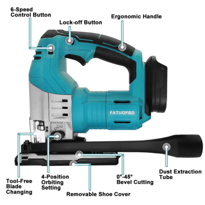 Brushless 6-Speed Electric Jig Saw Cordless Saw 4-Position Orbital Jigsaw Woodworking Tools For Makita 18V Battery(No Battery) - Image 2