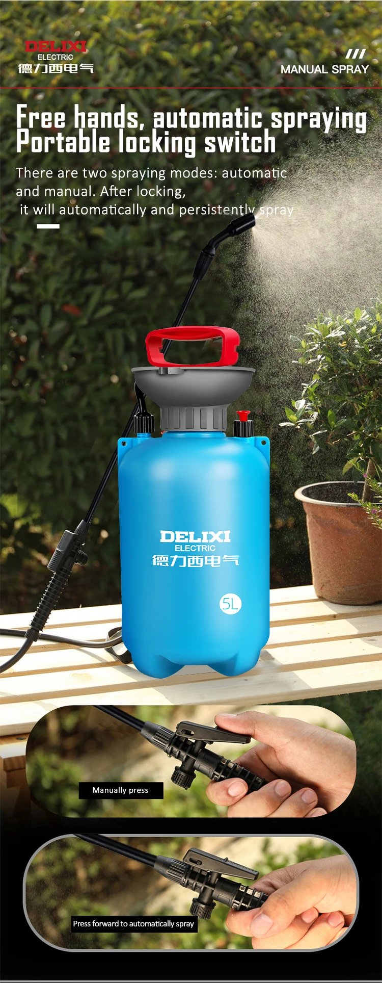 DELIXI ELECTRIC 3/5/8L Garden Sprayer Hand Pump Pressure Sprayer,Multi-Purpose Hand Pressure Garden Sprayer,for Lawn Garden DELIXI ELECTRIC 3/5/8L Garden Sprayer Hand Pump Pressure Sprayer,Multi-Purpose Hand Pressure Garden Sprayer,for Lawn Garden