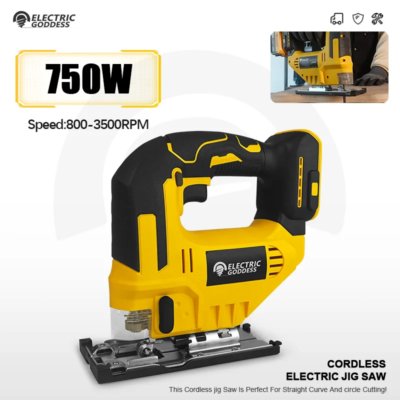 Electric Goddess 750W Brushless Jigsaw Electric Jig with Saw Blade Cordless Barrel Handle Jigsaw Tool For Dewalt 20V Battery Pin