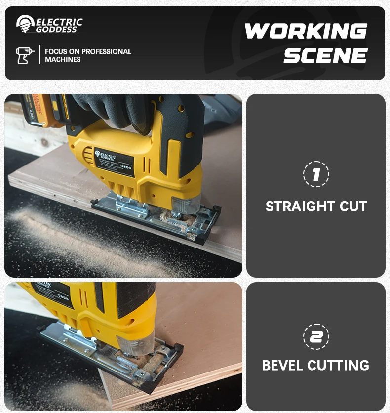 Electric Goddess 750W Brushless Jigsaw Electric Jig with Saw Blade Cordless Barrel Handle Jigsaw Tool For Dewalt 20V Battery Pin
